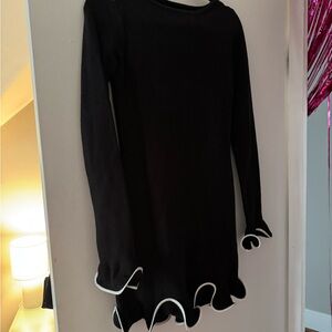 COMMENSE Black Dress with White Trim